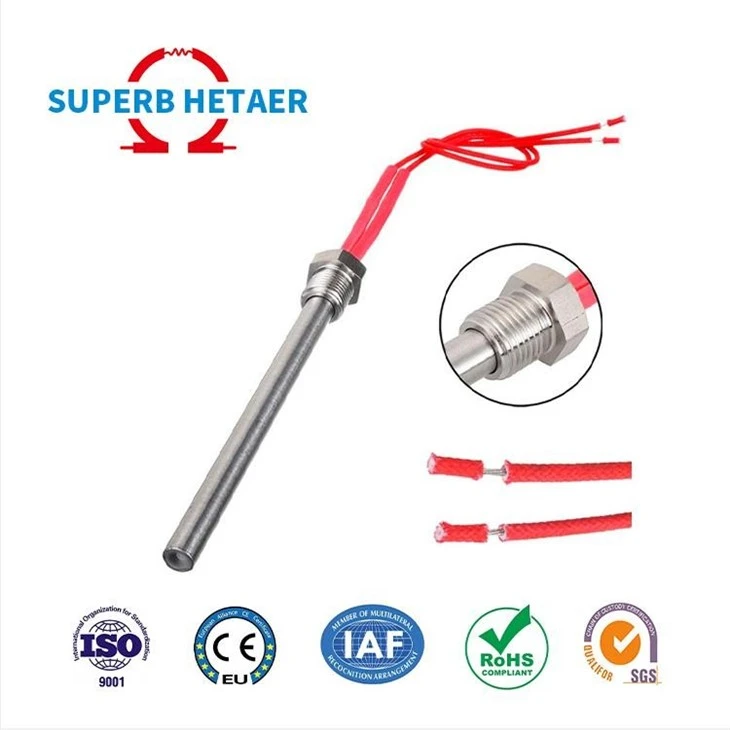 Electric Resistance Tube Air Wax Pencil Tubular Element Stainless Steel Infrared Water Immersion Cartridge Heater With Flange Or Thread Silicone Wire
